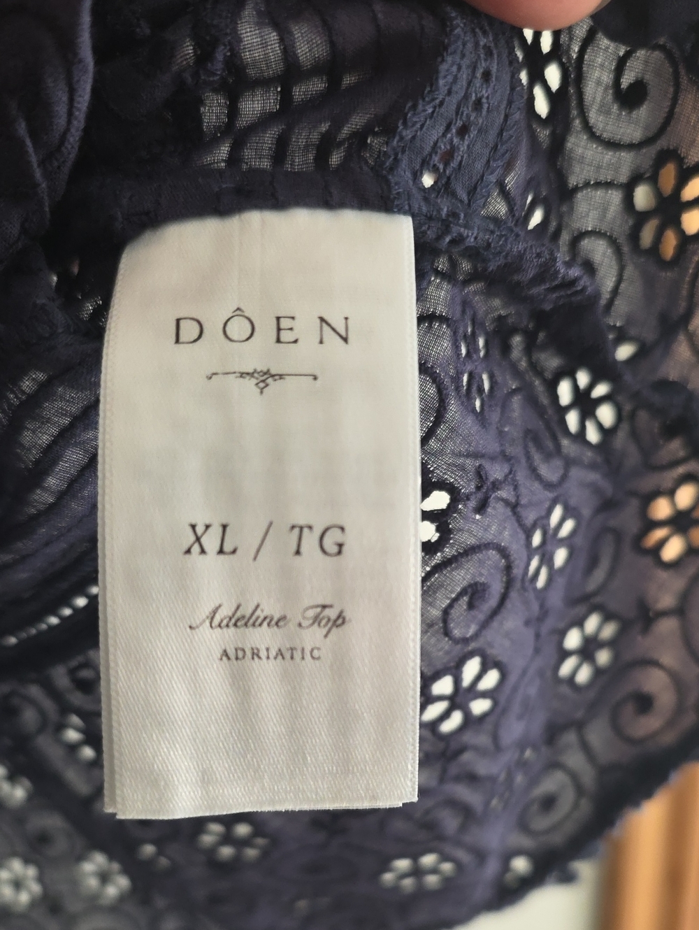 Doen Adeline Top Adriatic (Blue) XL 100% Organic Cotton New W/O Tags - Picture 5 of 9